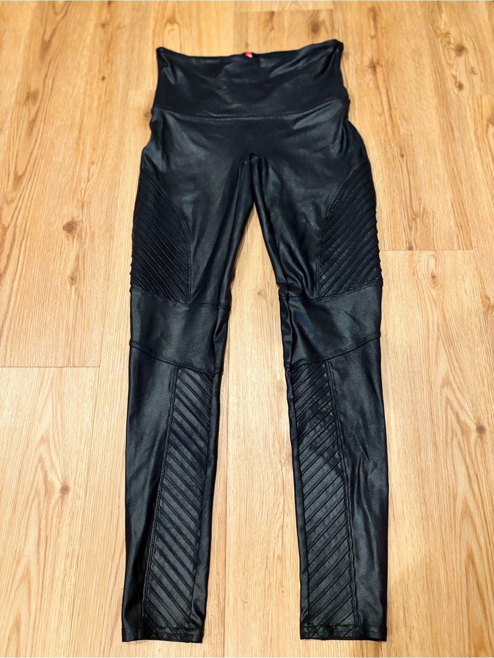 SPANX Black High-Rise Moto-Detail Jeggings Large
